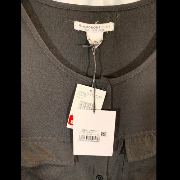 NWT $99 GLAMOROUS Curve Button Front Jumpsuit in‎ Black [SZ 16 ] - Picture 3 of 8